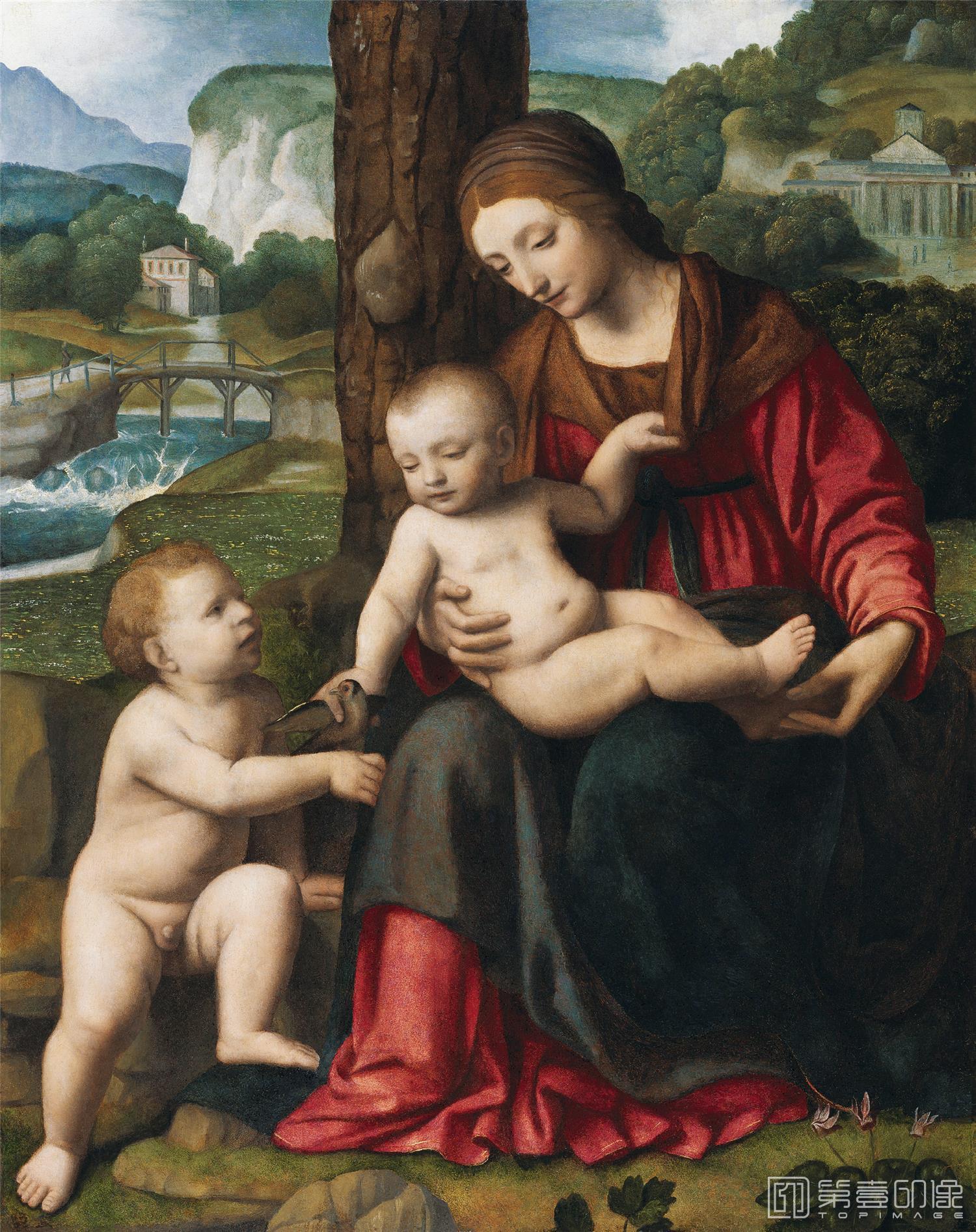 油画-列支敦士登皇家美术馆-Bernardo LuiniMadonna with Child and Young St Johnc-063